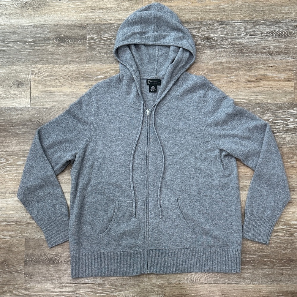 100% Cashmere C by Bloomingdales Cozy Gray Zip Up